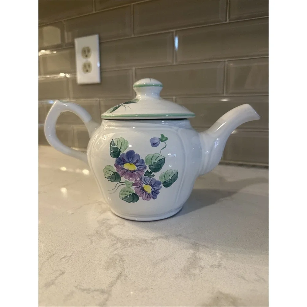 Herend‎ Village Pottery Made in Hungary VIOLETS pattern Tea Pot Vintage